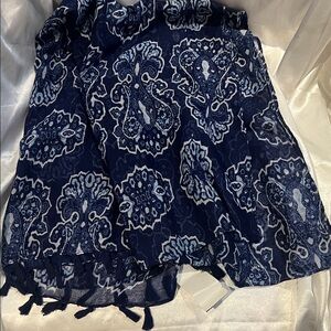 Navy Blue Paisley Scarf